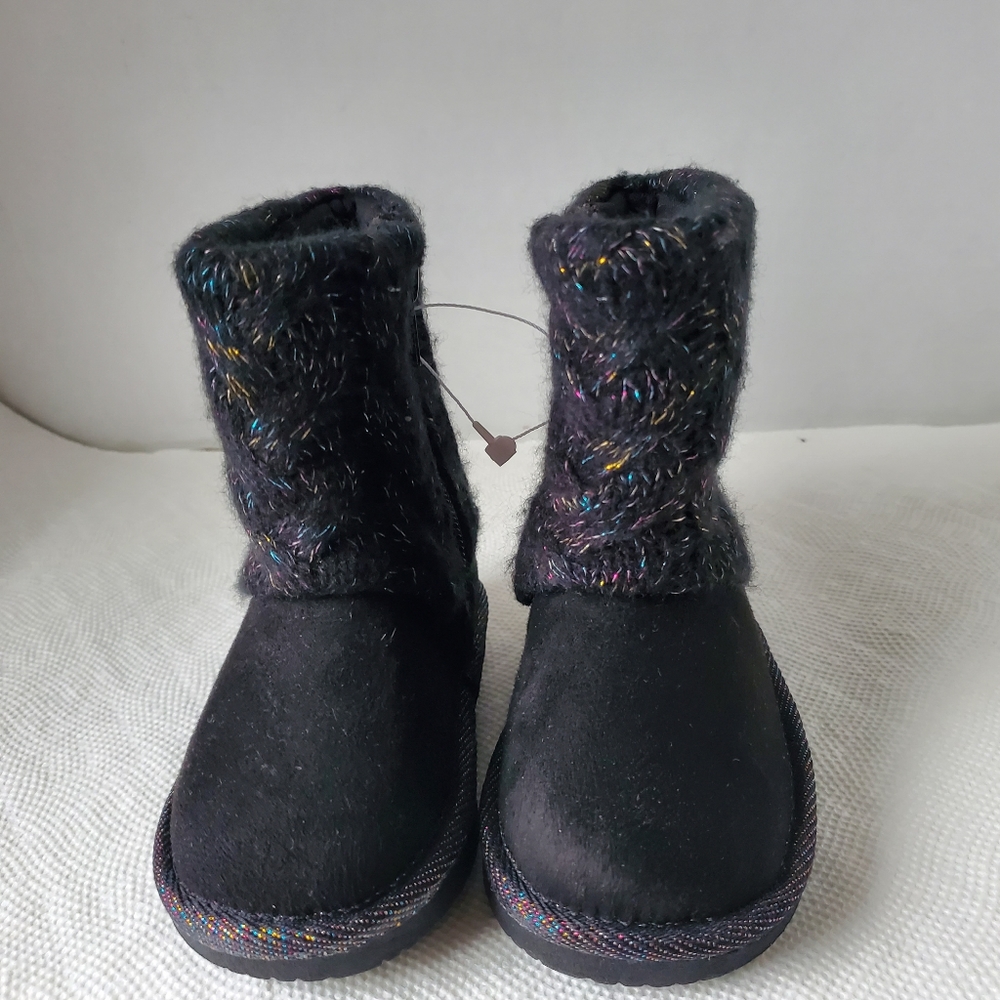 NEW JUMPING BEANS Pull On Toddler Girl Sparkle Black Boots Size 5T